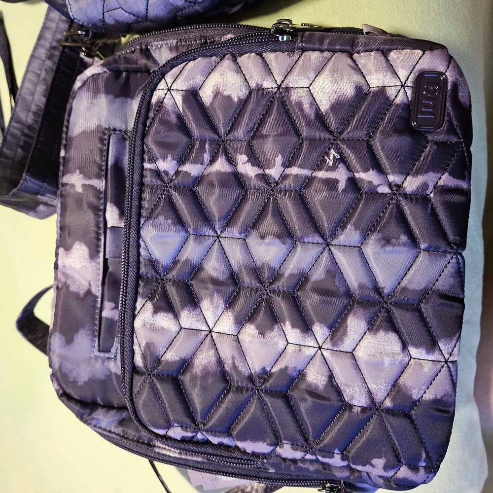 Lug Purple Quilted Crossbody Bag with Geometric Design